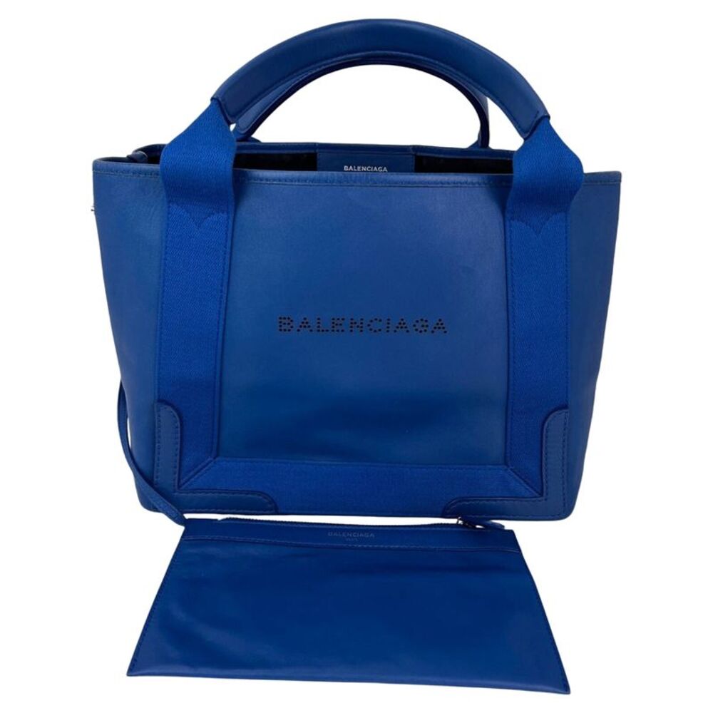 Balenciaga Calfskin S Navy Cabas Blue Tote and Pouch Set